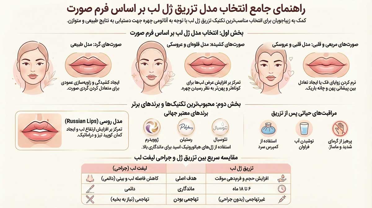 زیبایی لب با تزریق ژل در کرج در کلینیک زیبایی راز با جدیدترین روش ها 1 اینفوگرافی تزریق ژل لب کرج